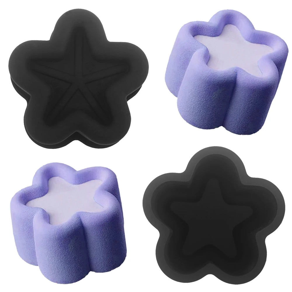 1 or 6 Cell Pentagram Pleated Wave Edge Design Concave Top Mousse Mould Candle Mold Silicone Cake Mold Dessert Baking Tools