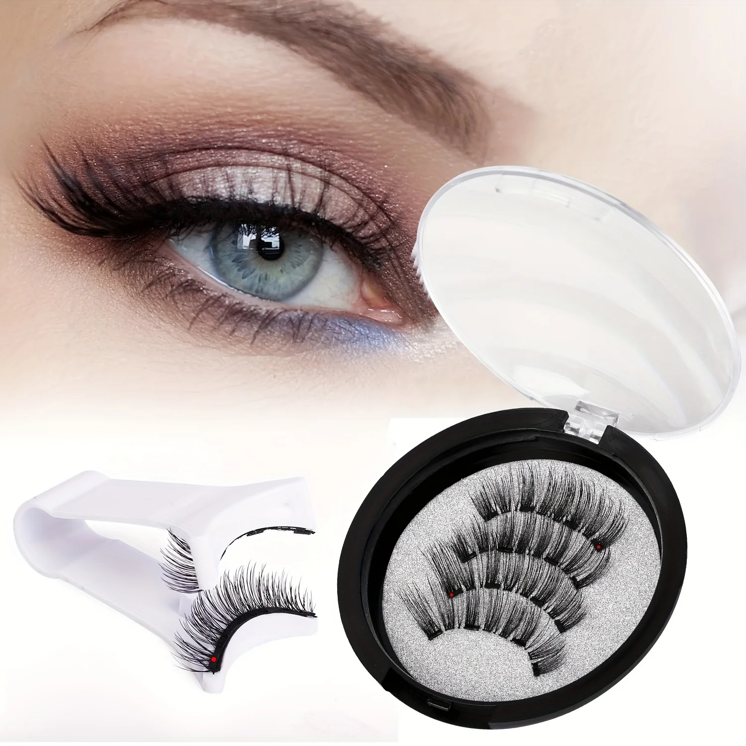 Magnetic adhesive false eyelashes set, reusable, easy-to-use false eyelashes extension tool, natural curler, false eyelashes wit