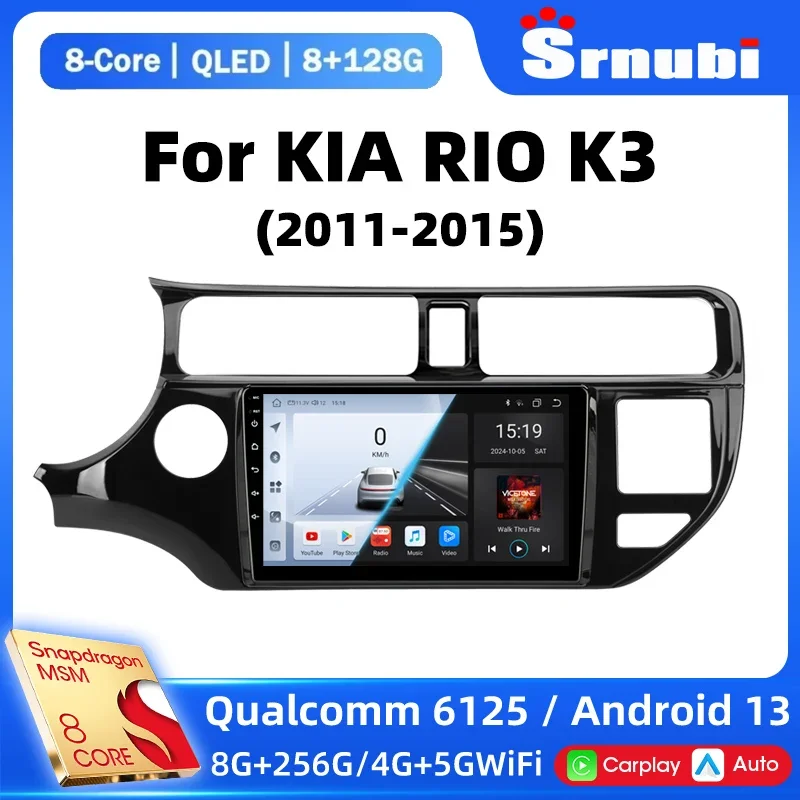 

Srnubi Android 13 Car Radio for KIA K3 RIO 2011 2012 2013 2014 2015 Multimedia Player 2 Din Carplay Stereo GPS Wifi DVD Speakers