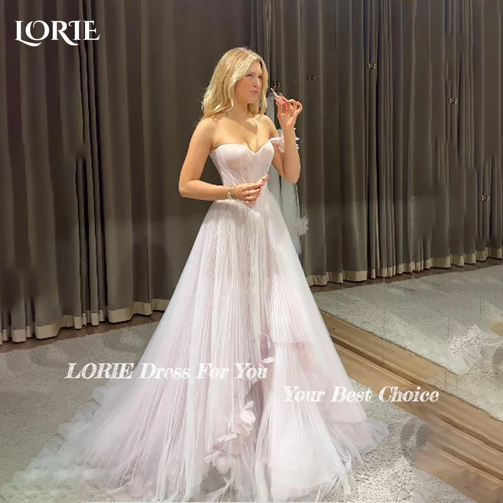 LORIE Abiti da sposa eleganti con abito da ballo in pizzo per donna Abiti da sposa senza maniche in morbido tulle aperto sul retro Abiti da sposa taglie forti personalizzati