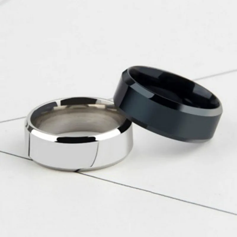 Hot Minimalism Black Circular Rings For Men Women Fashion Stainless Steel Lovers Ring Charming Jewelry For Wedding Party Gifts