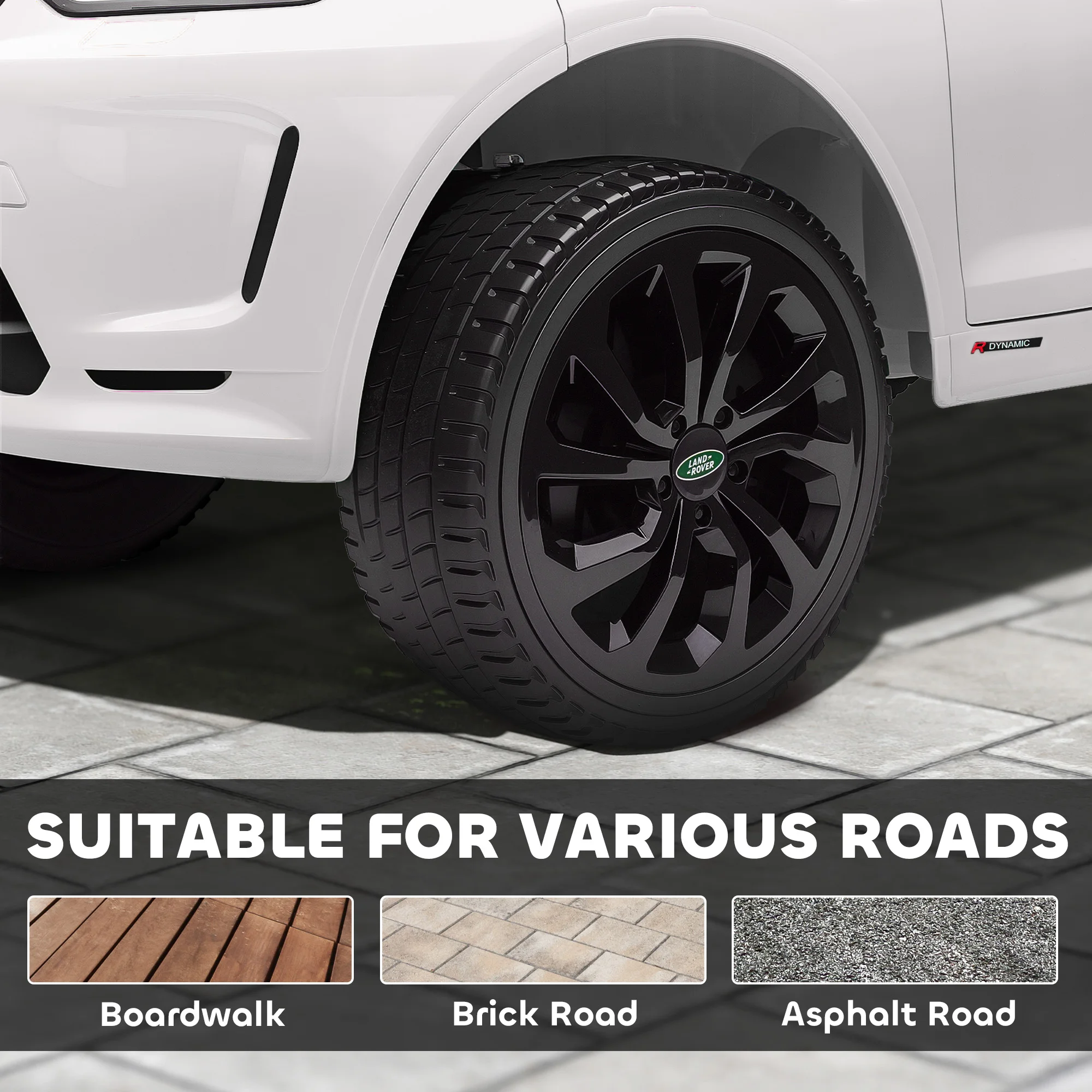 Samochód dla dzieci Land Rover z licencją, 12V, z funkcją soft start, biały