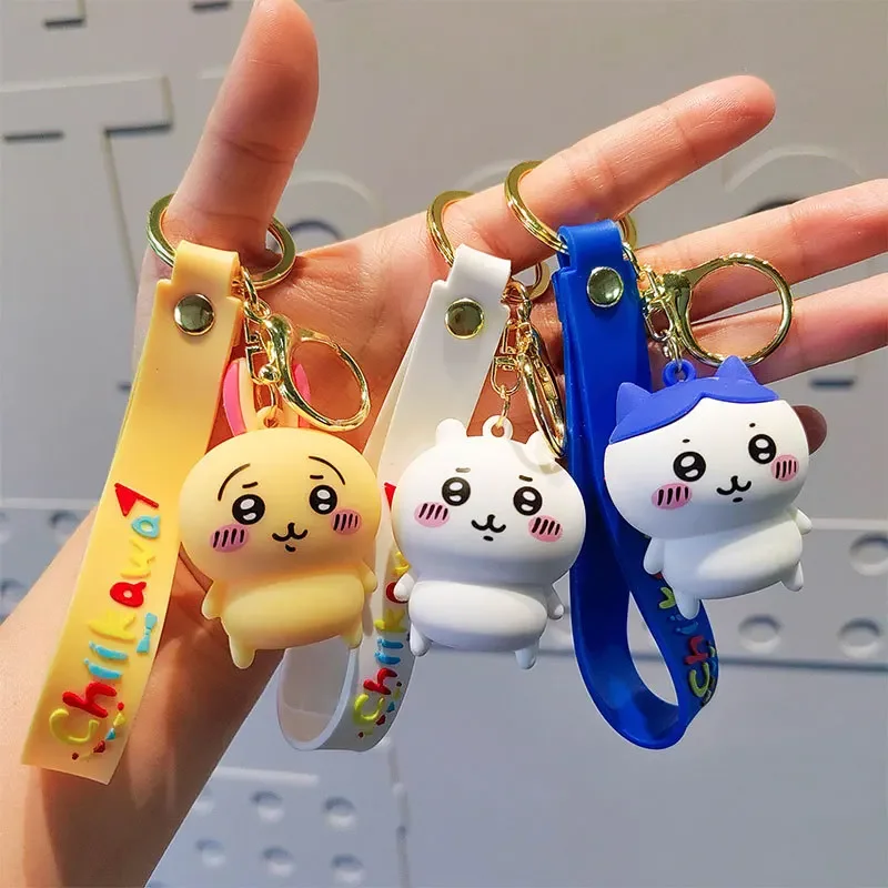 Chiikawa Cute Creative Hachiware Car Keychain Usagi Children's School Bag Pendant 2D Anime Peripheral Couple Holiday Gift