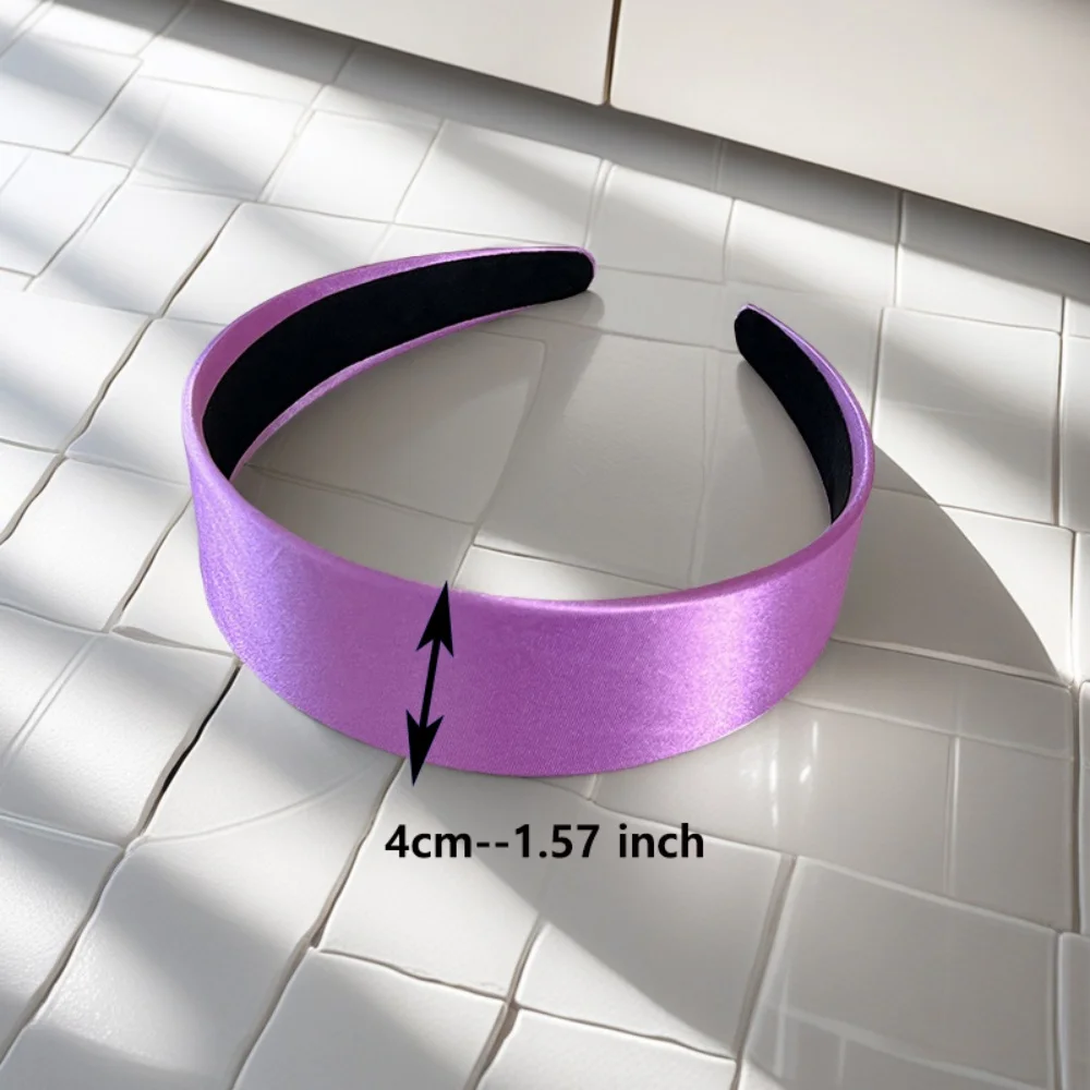 Feste breite Haarbänder für Frauen und Mädchen, Satin-Haarbänder, modisches Stirnband, Haarband für koreanisches Haar-Accessoire, Geschenk – Detail 1