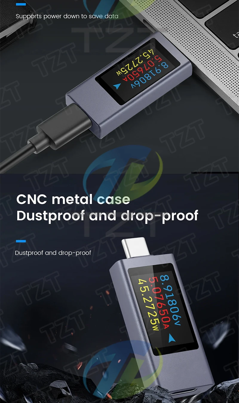 KWS-2303C Multifunktions-Digitalanzeige DC-Spannungsmesser Amperemeter Leistungsmesser Typ-C Handy-Ladetester DC 4-30V 0-12A – Detail 6