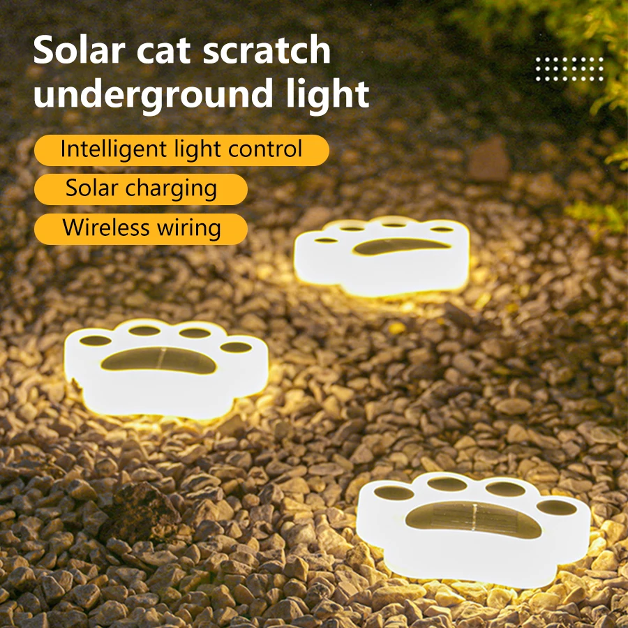 

4pcs Outdoor Solar Cat Claw Buried Light Waterproof Durable Buried Light Garden Yard Backyard Driveway Patio Decor lawn Light