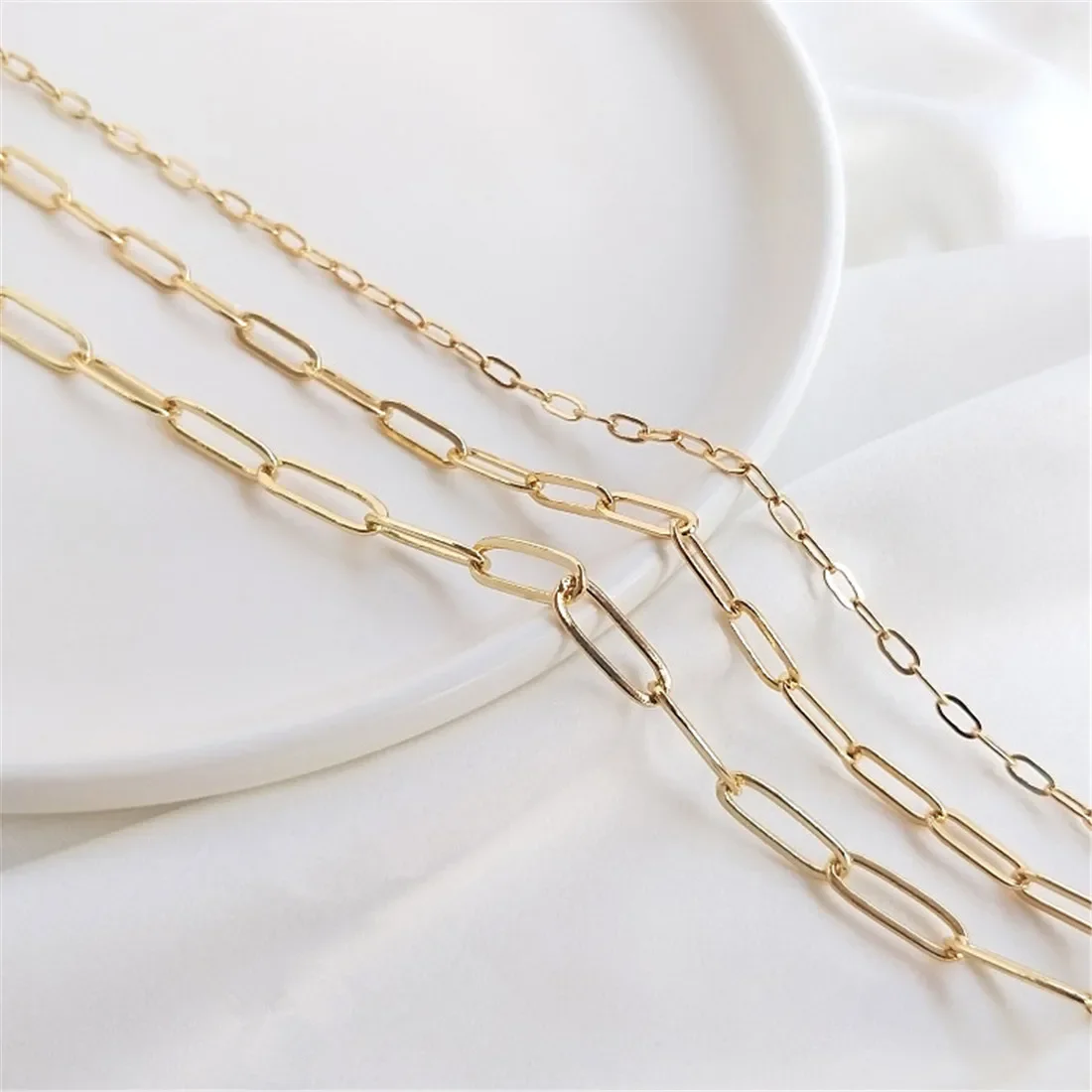 

14K Gold-coated Rectangular Chain Oval O-shaped Chain Diy Bracelet Necklace Material Jewelry Loose Chain Accessories B615