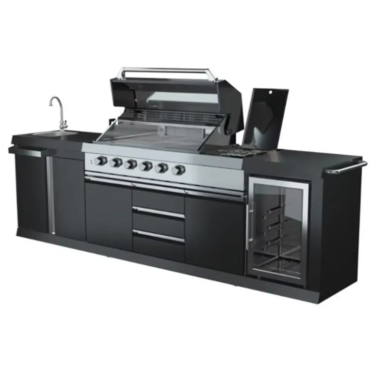 Luxury Modern Modular Prefab Outdoor Kitchen Furniture Built in Garden 304 Stainless Steel Outdoor Barbecue Kitchen Cabinet