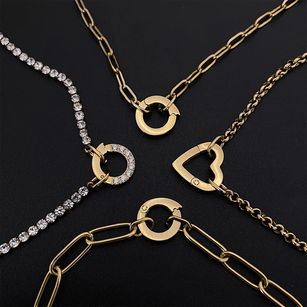 EManco الأزياء سحر سوار DIY الفولاذ المقاوم للصدأ قابل للتعديل مشبك ورق اللؤلؤ القلائد الاكسسوارات اليدوية السيدات المجوهرات هدية #3