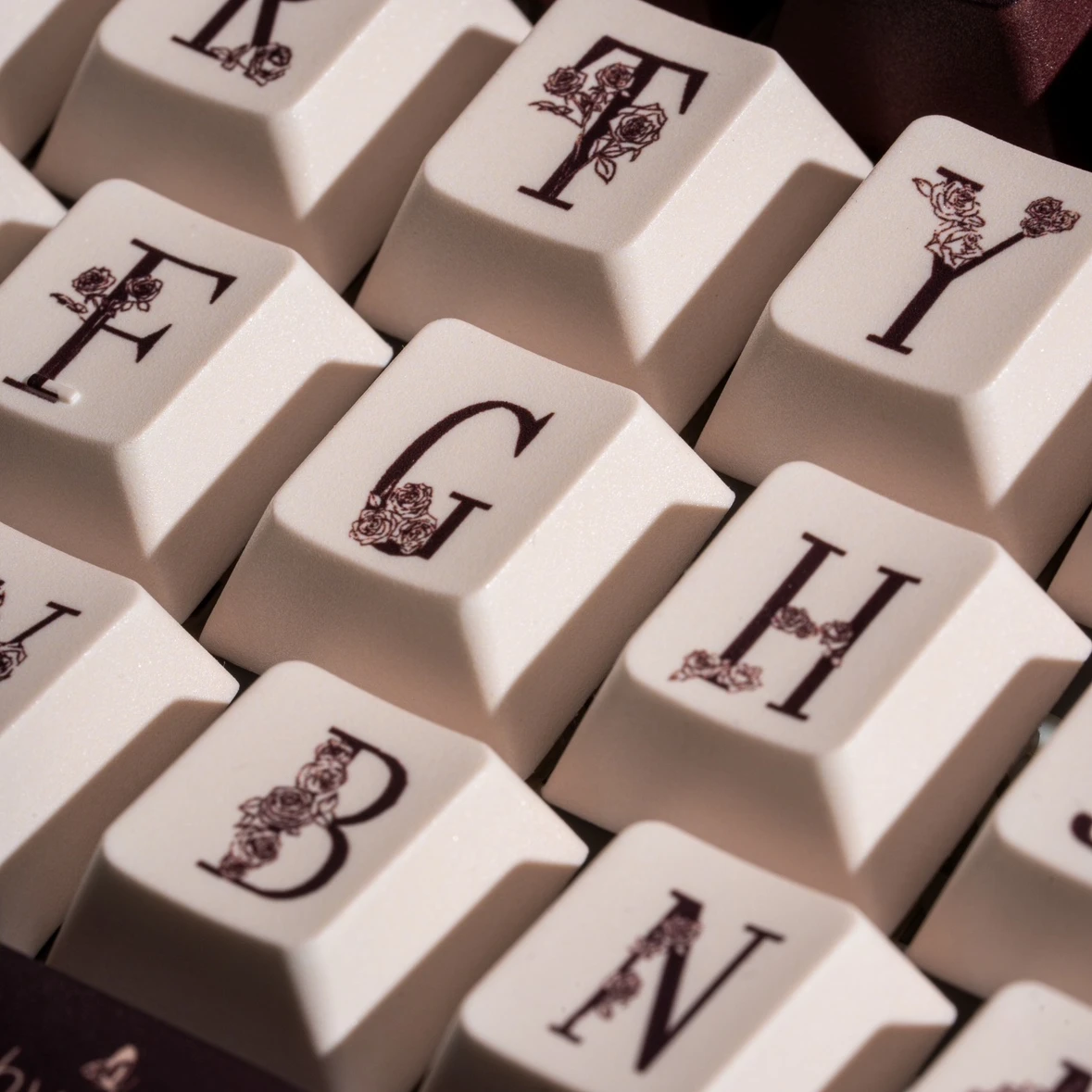 คีย์บอร์ดลายดอกกุหลาบ & 150คีย์ย้อนยุครูปเชอร์รี่ PBT คีย์บอร์ดสีระเหิดอุปกรณ์เสริมคีย์บอร์ด