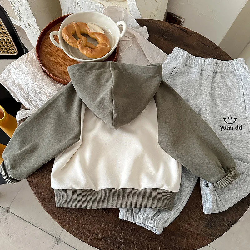 26 Spring Autumn New Children Kids Jackets Boys' Cartoon Patchwork Clothes Hood Coat Stylish 3-13 Years Zipper Outfit Outerwear