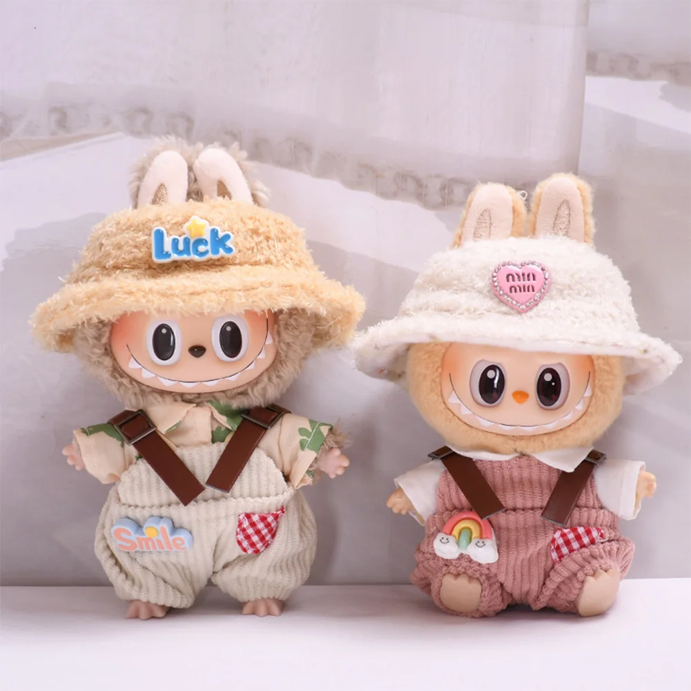 17cm Mini Plush Doll'S Clothes Outfit Dolls Accessories for Korea Kpop Exo Labubu Idol Rainbow Overalls Set Clothing Gift