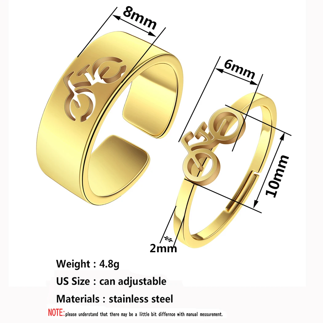 Kinitial Stainless Steel Bicycle Promise Ring Alternative Engagement Wedding Ring Can Adjustable Ring