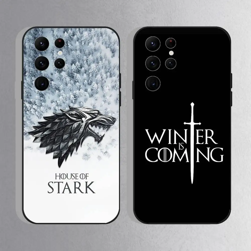 

Stark Winter Coming Phone Case For Samsung S25,S24 Ultra,S20,S30 plus,S22 Plus,S23,Ultra 5G Silicone Black Shell