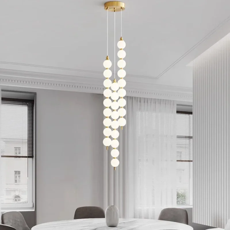 Modern Indoor Lighting Acrylic Ball Multi Head Chandelier LED Lighting Living Room Lobby Dining Room Decorative Lighting Fixture