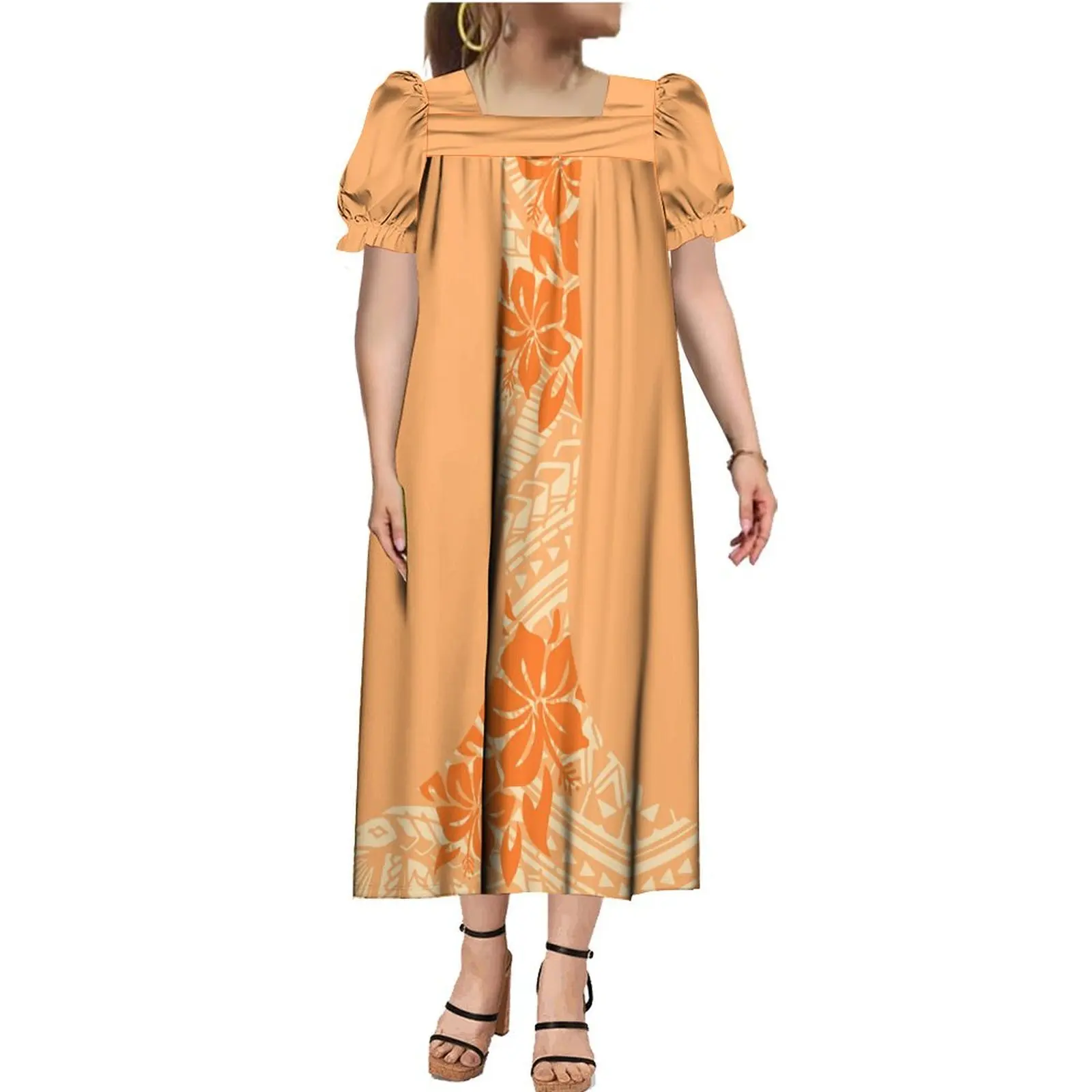 

Support Your Design Women'S Dress Mumu Women'S Micronesia Tribe Traditional Ethnic Puffy Sleeve Dress