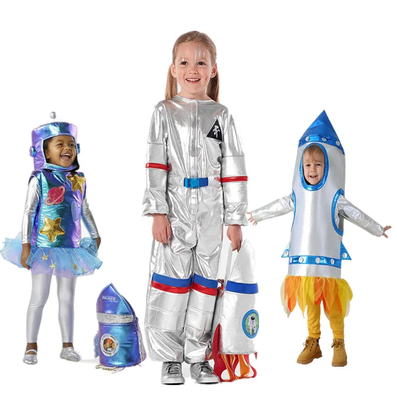 Halloween Child Girls Astronaut cosplay Jumpsuit Fancy Dress Up Boys Kids Robot Costume Toddler 3D Rocket Halloween Costume