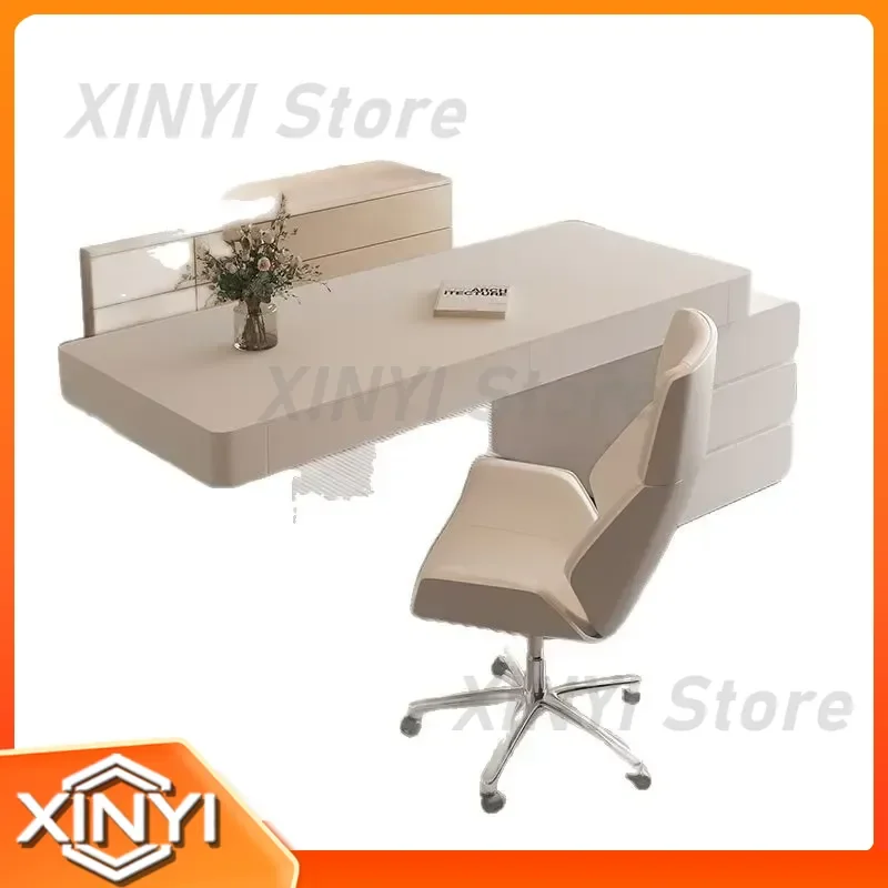 Cream Wind Desk for Beauty Salon Medical Beauty Consultation Table Pure White with Drawer Modern Stylish Hair Salon Furniture