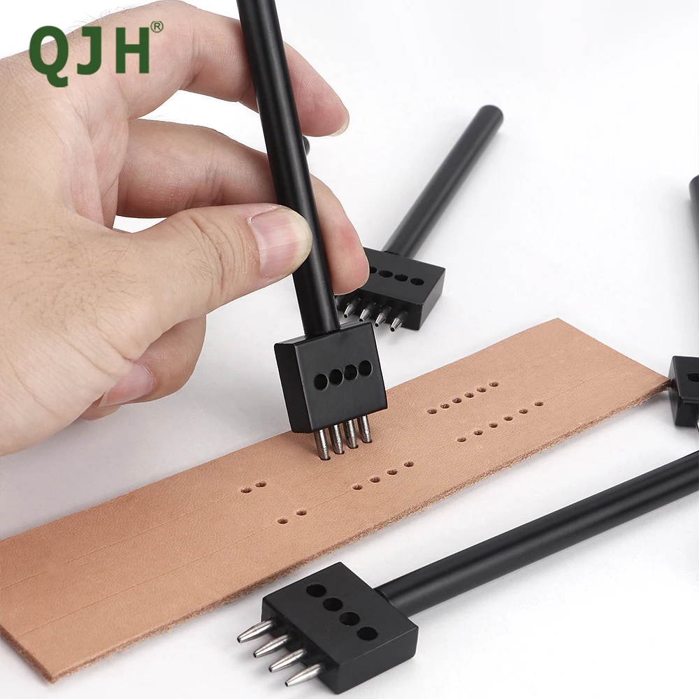 2/4/6 Prongs Leather Hole Punching Tool, DIY Round Stitching Punch for Sewing, Carving and Saddle, Leather Row Hole Punch Tool