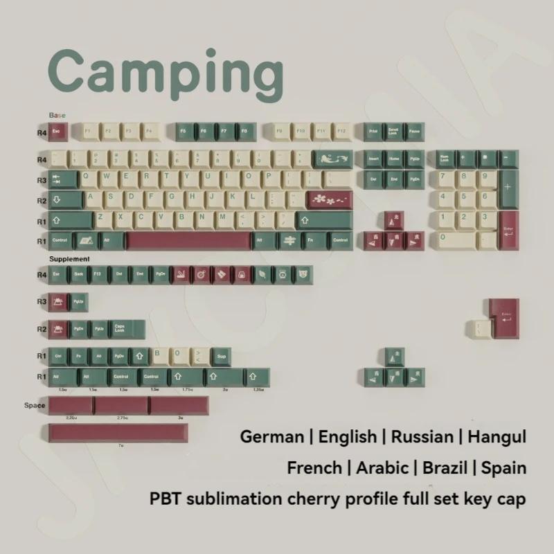 

GMK Camping Keycaps Hangul PBT Dye-Sublimation Custom Korean German Spain Brazil Russian Cherry Keycaps for Mechanical Keyboard