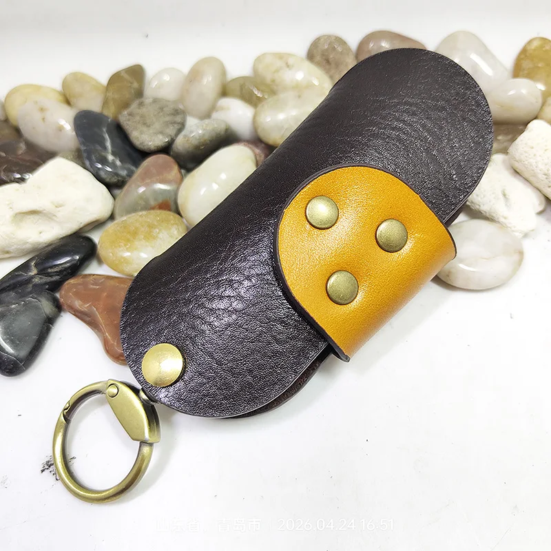Personalized Creative Universal Waist-Hanging Car Key Case, Mini Key Pouch, Genuine Top Layer Cowhide Leather Key Cover 1801