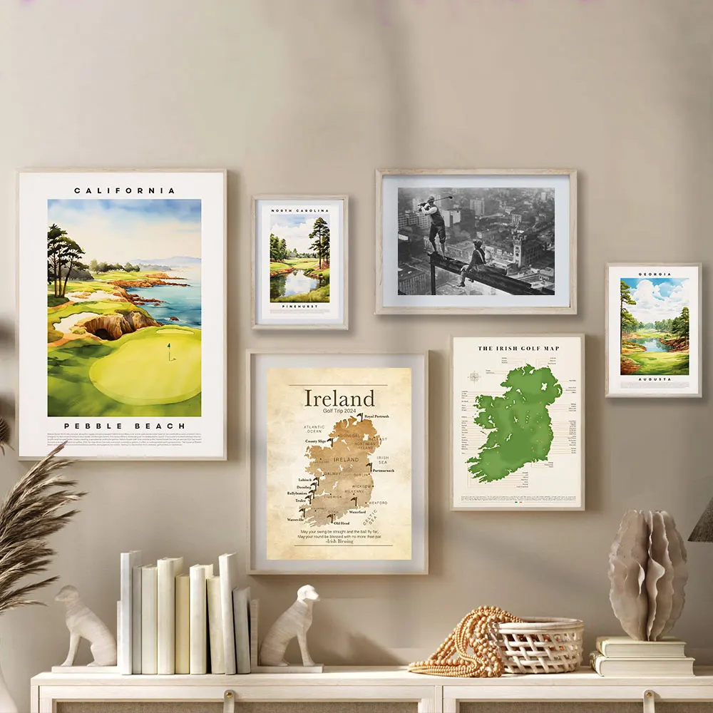 Augusta National Golf Poster Prints Home Decor Irish Golf Map Canvas Painting Office Wall Art Gift Home Decoration