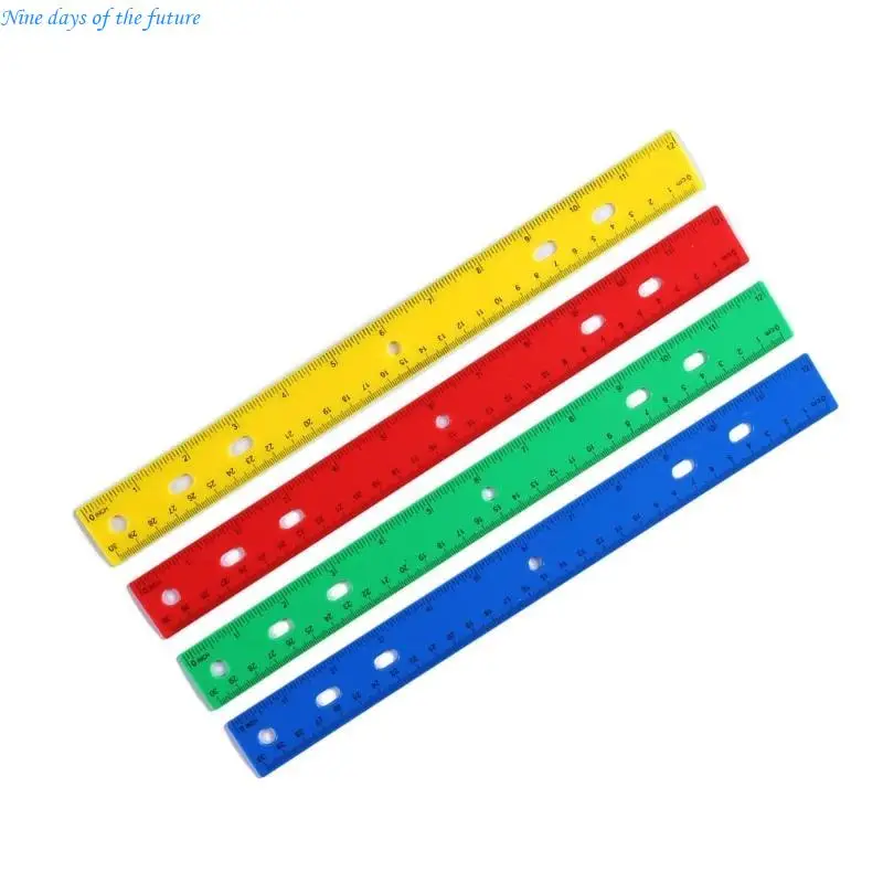 12Inch Clear Rulers with Hole Drawing Ruler Math Ruler Measuring Ruler Measuring Tool for Drawing Drafting Measuring E65A