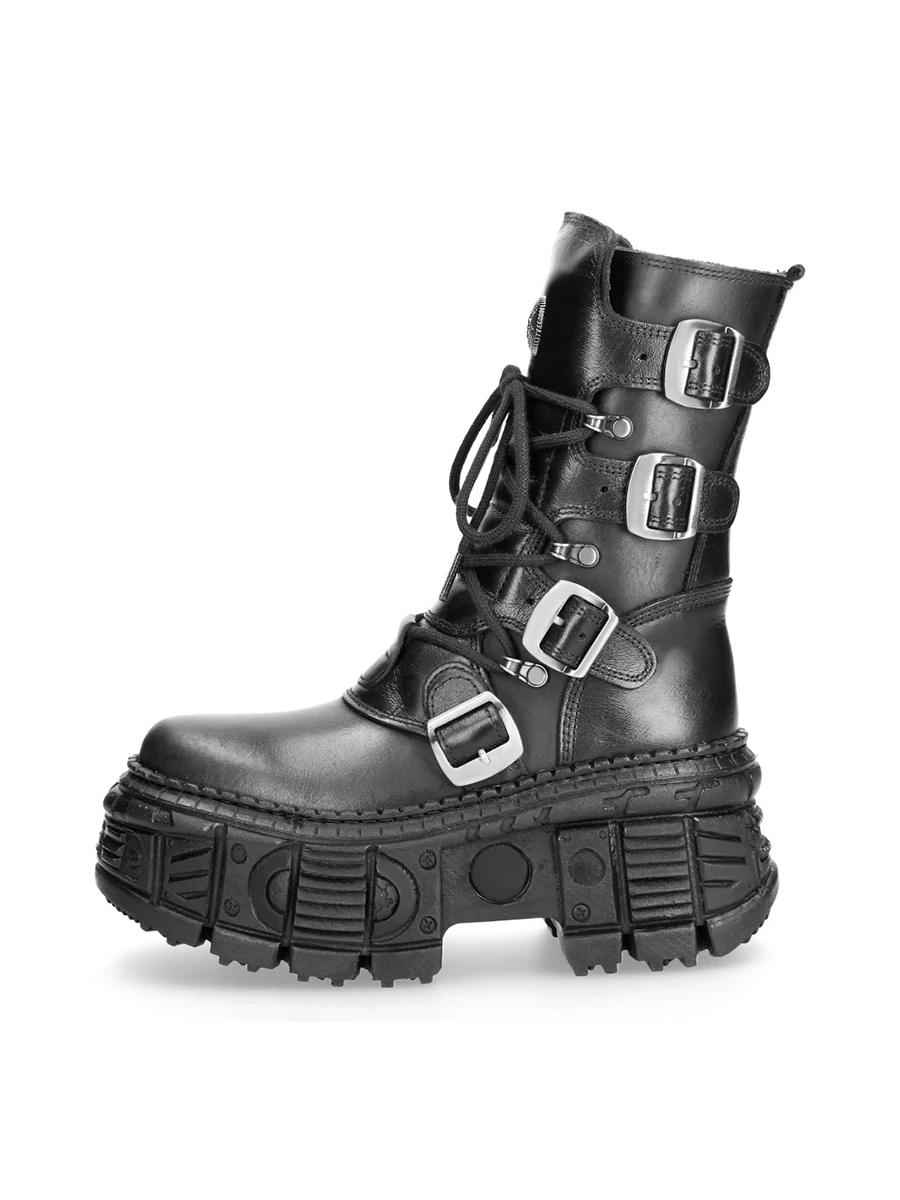 2024 New Retro Casual Mid-Calf Boots Dark Punk Men and Women Same Style Rock Boots Thick Sole Metal Street Style Knight Boots