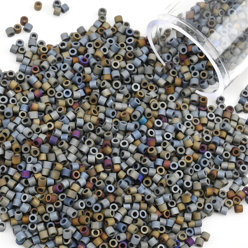 1.6mm Frosted Metallic Japanese Glass Beads 2000pcs/Pipe Small Craft Beads For Handmade Jewelry DIY Garment Accessories