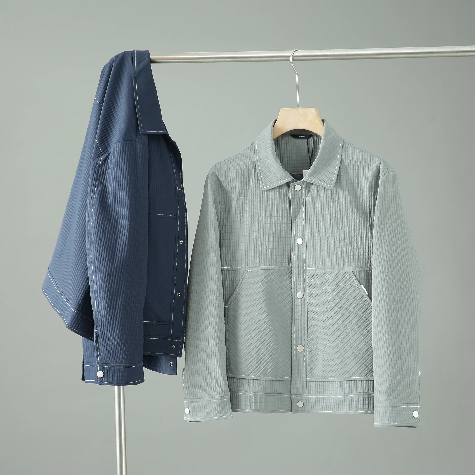 High-End Bubble Cloth Texture Busin da uomo Casual Pendolarismo Jaet Nuovo arrivo autunnale Stand Fit Lungo Sve Colore puro