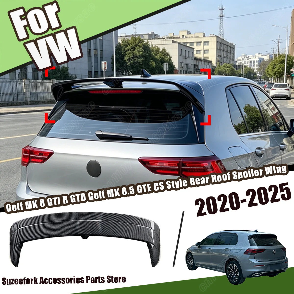 For Volkswagen Golf 8 MK8 GTI R GTD GTE 2020 2021 2022 2023 Car Rear Roof Spoiler Wing Sport Style Vehicle Tail Splitter Guard