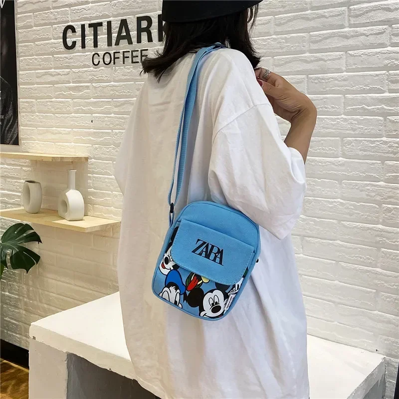 Disney Mickey Mouse Women Canvas Shoulder Bags Adjustable Strap Casual Crossbody Bags Cartoon Women Handbags Messenger Bags Gift