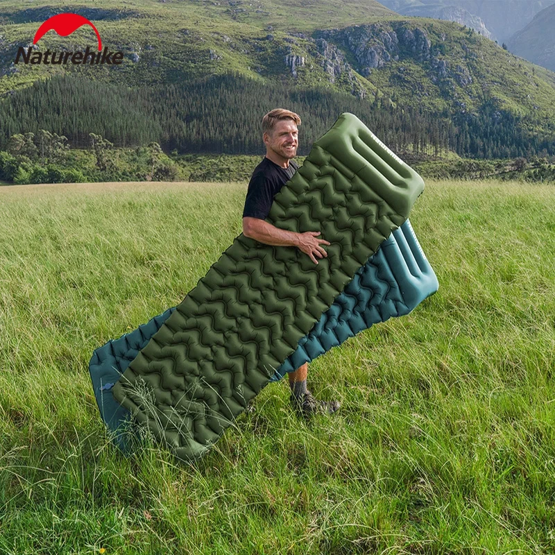 Naturehike Outdoor Camping Inflatable Mattress Thicken Sleeping Pad Built-in Pump Air Mat Travel Hiking Climbing Air Cushion
