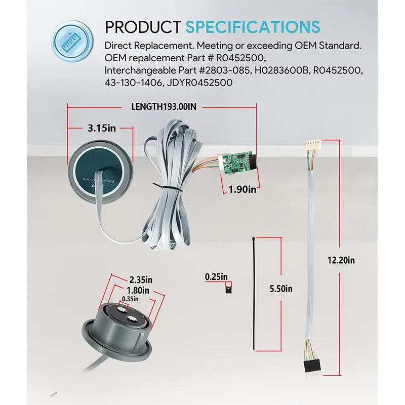 For Zodiac R0452500 16-Feet Port Sensor Replacement for Zodiac Jandy PureLink AquaPure Water Purification System