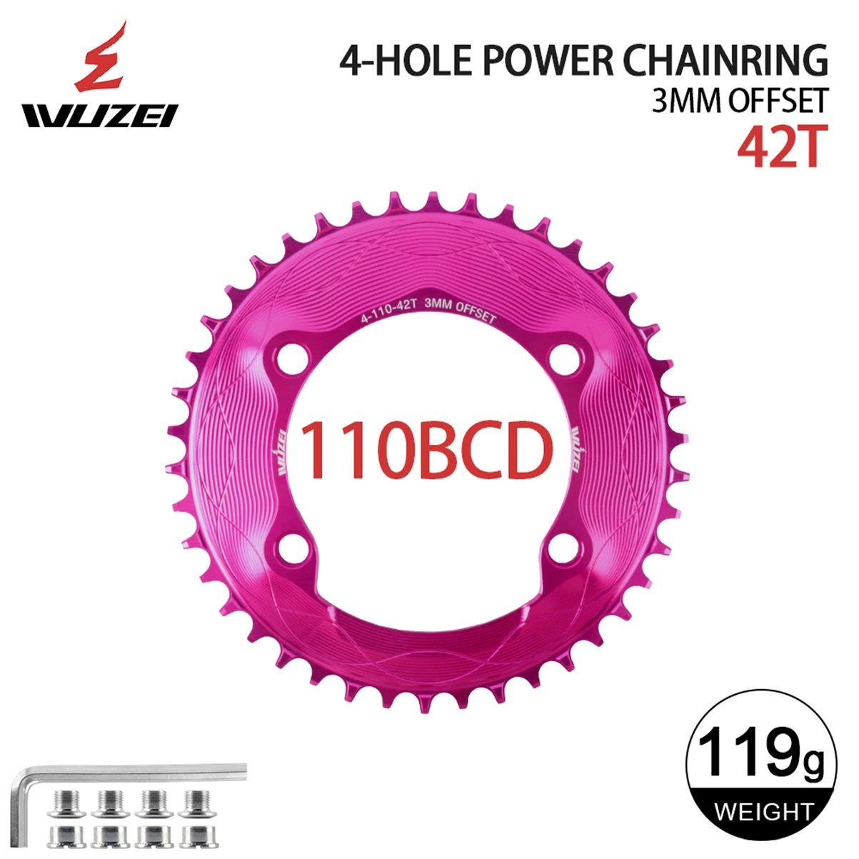 WUZEI 110BCD Rennrad Kettenblatt 8 9 10 11 12S Fahrrad Kettenblatt 40T 48T 58T Schmales breites Kettenrad für Shimano R7000 R8000 R9100