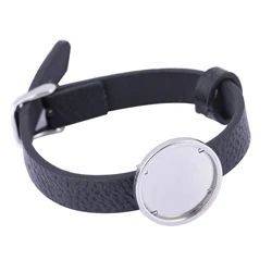 Pulsera de cabujón redondo de 20mm, 2 piezas, Base en blanco, pulsera de cuero plano, bricolaje, ajustes de bisel para fabricación de joyas