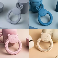 1 Stück Baby Beißring Silikon Spielzeug bpa kostenlos Cartoon Kaninchen Pflege Zahnen Geschenke Baby Gesundheit Backenzahn Kauen Neugeborenen Zubehör Spielzeug