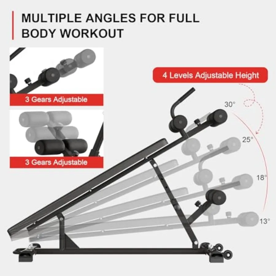 مقعد جلوس قابل للتعديل للتمرينات الأساسية وضغط مقاعد البدلاء: يتميز بمقبض أزمة عكسي لتدريب البطن وSu