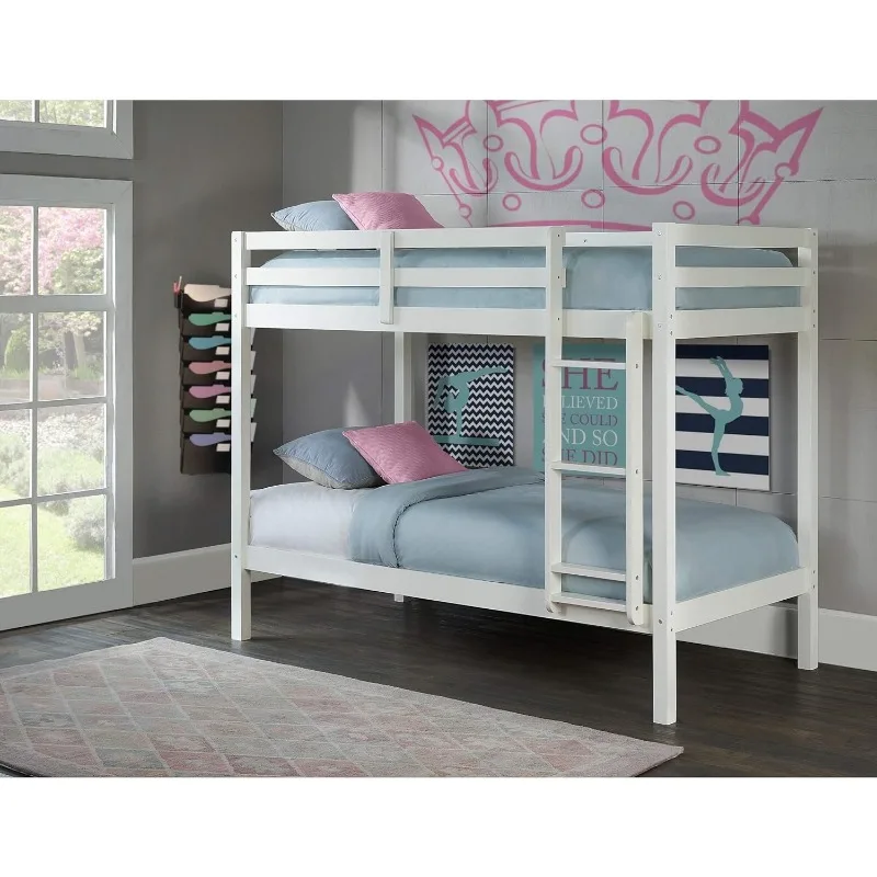 

Kids and Teens Caspian Twin Bunk Bed, Twin/Twin, White