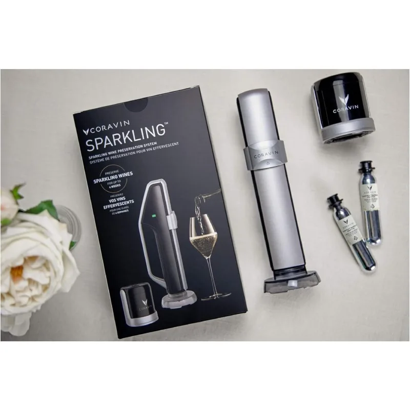 Preserve Wine for 4 Weeks - Wine Saver for Sparkling Wine - With Pure Sparkling CO2 Gas Capsules