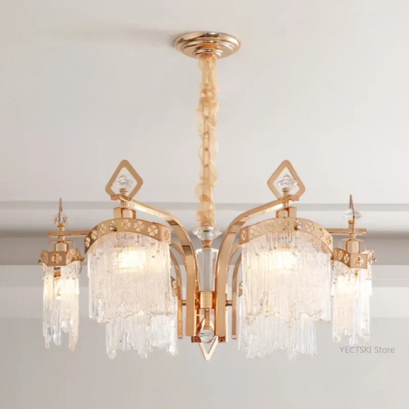 

GHJUYIOL European crystal chandelier villa living room lamp luxurious atmosphere high-end hall light luxury hanging lamp