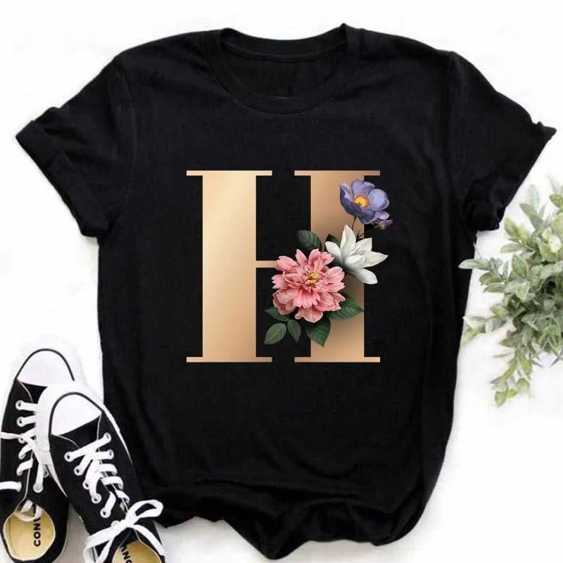 

New Women's Top Name Combination Base Shirt Half Sleeve Letters Simple White Women's T-shirt Tops Oversized T Shirt