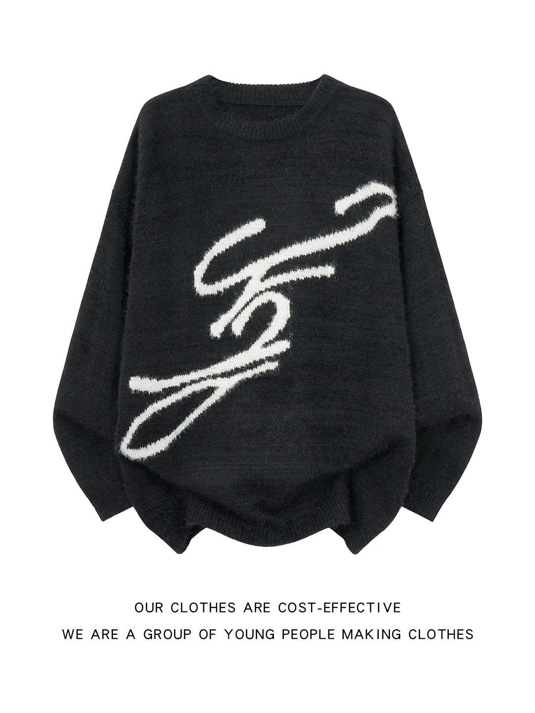 

American Sle round Ne Knitted Sweater Faux Fur Couples Tops Retro Autumn Winter Warm Long Sve Casual Loose Fit Men Women