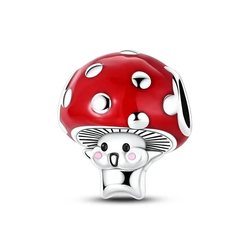 2026 جديد 925 الفضة النقية لطيف الفطر يونيكورن الحب أجنحة قلادة بها خرزات للبنات مجوهرات اللؤلؤ قلادة