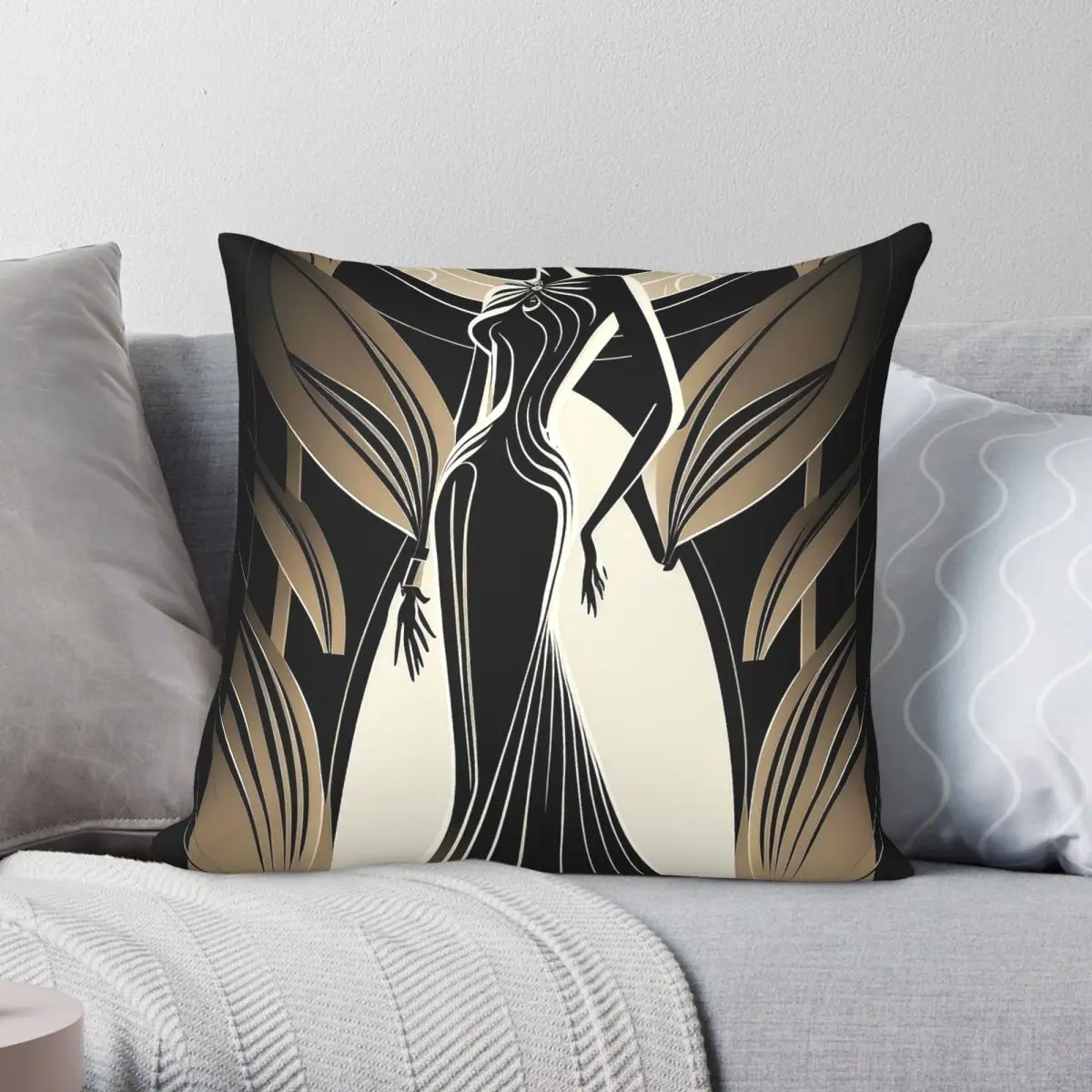 High Society Women Fashion Square Pillowcase Polyester Linen Velvet Creative Zip Decor Throw Pillow Case Sofa Cushion Cover 18