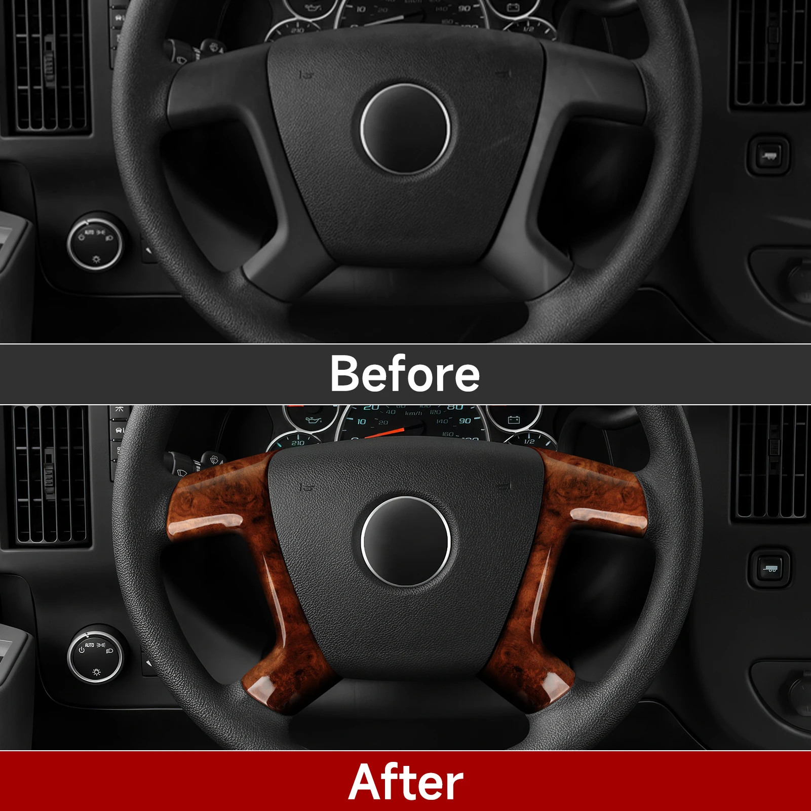 Auto Lenkrad Panel Holzmaserung ABS Innen Aufkleber Für Chevrolet Avalanche Express Silverado Suburban Tahoe Traverse Trim – Detail 7