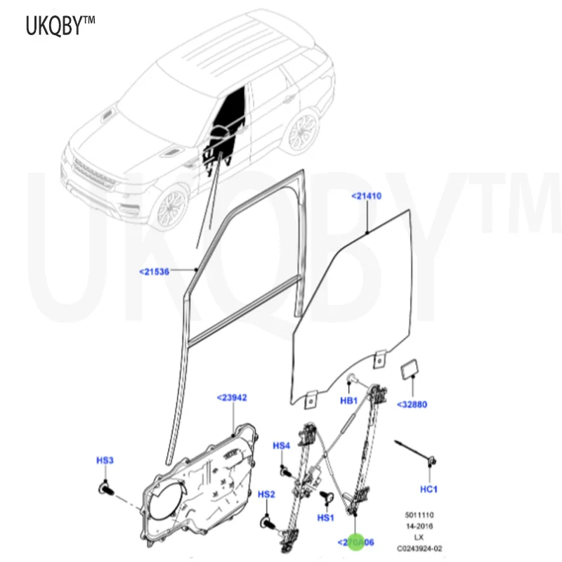 La nd Ro ve r Sp or t Ra ng e Ro ve r 2014 Lift Assembly - Window