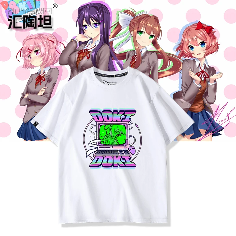 Dokidoki Heartbeating Literature Department Game Surroundings Short Sleeve T-Shirt Cotton Pure Breathable Casual Summer Fashion