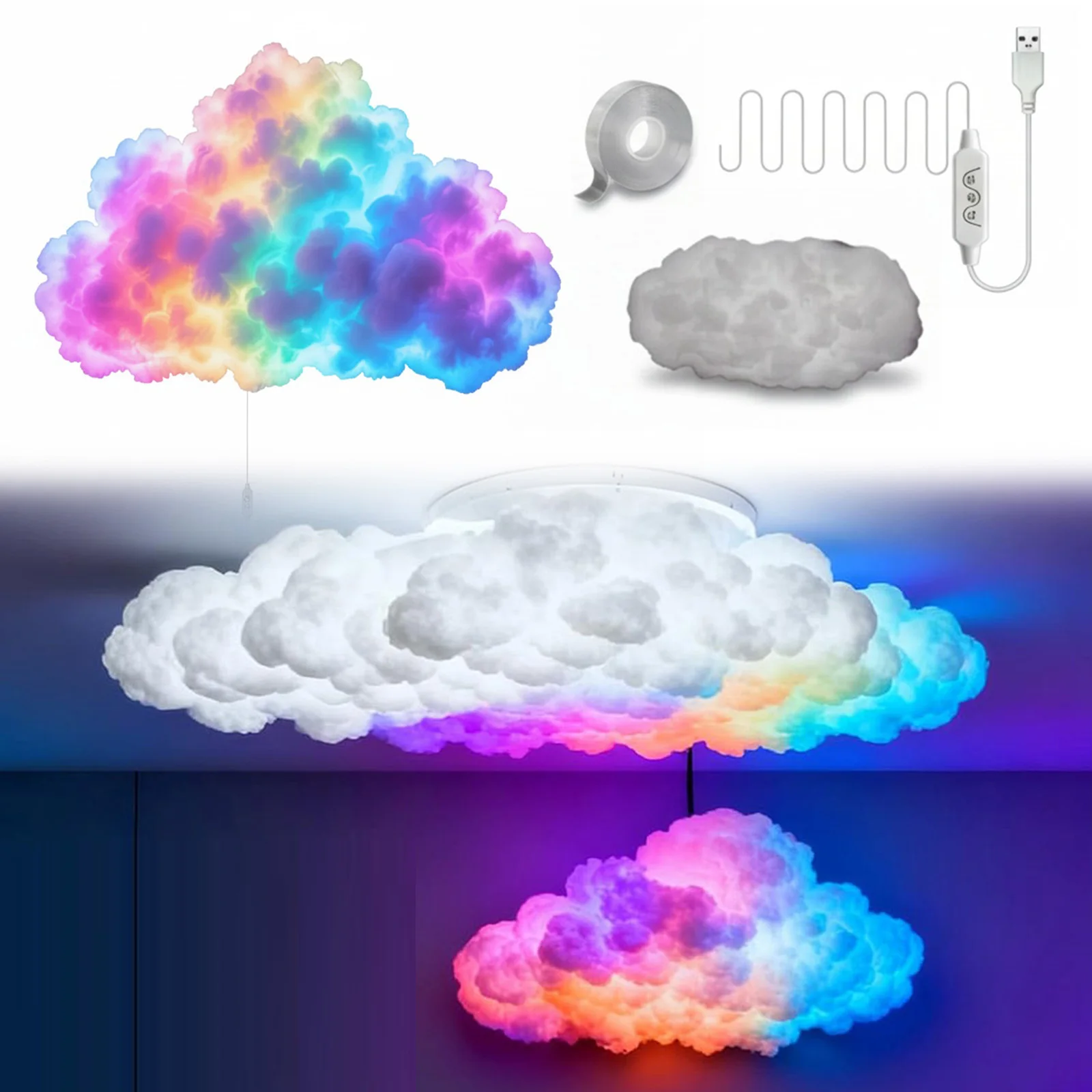DIY Thundercloud LED Light USB-Powered Music Sync Color Changing Led Lights for Bedroom Gaming Room