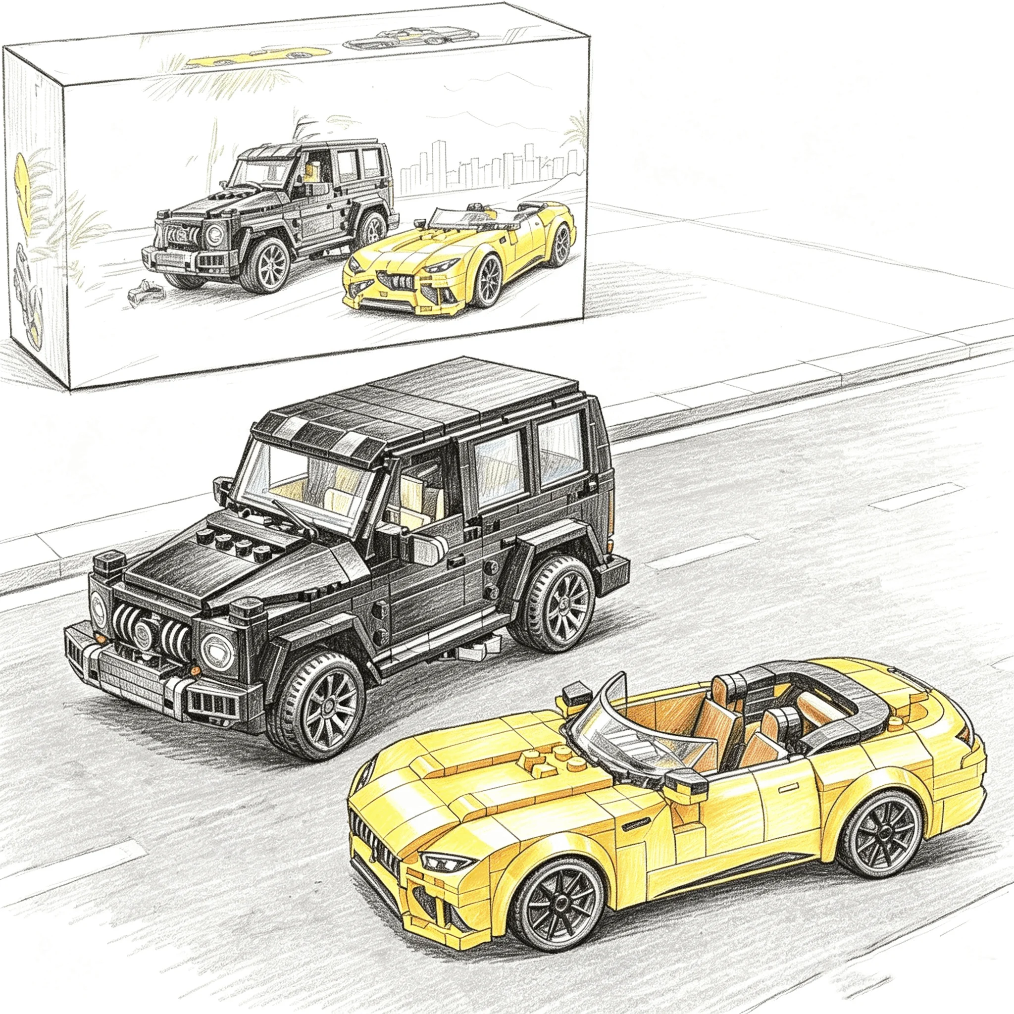 808Pcs New Racing Car Model Building Blocks Set 2-In-1 SUV & Convertible Sports Vehicle Bricks Toy DIY Assembly Gift For Boy 10+